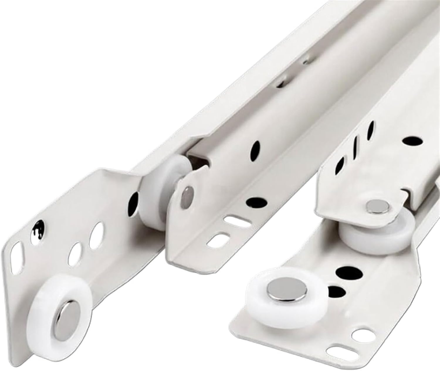 Side Mount Cabinet Runners Glides 1Pair Two Section Drawer Track Slides Chute Cabinets Keyboard Roller Cabinet Rails(16inch-40cm)
