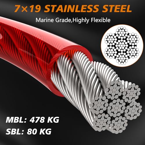 image for XiaZ 25ft Dog Tie Out Cable, Heavy Duty Dog Chains for Outside with Lo