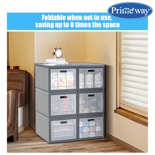 Image of Primeway PP Non Woven Fabric Collapsible Cabibox with Transparent Door | Folding Closet Organizers | Stackable Storage Bins | Home Office use | 30x40x60cm | 72 Ltr | X-Large | 2 Unit Box