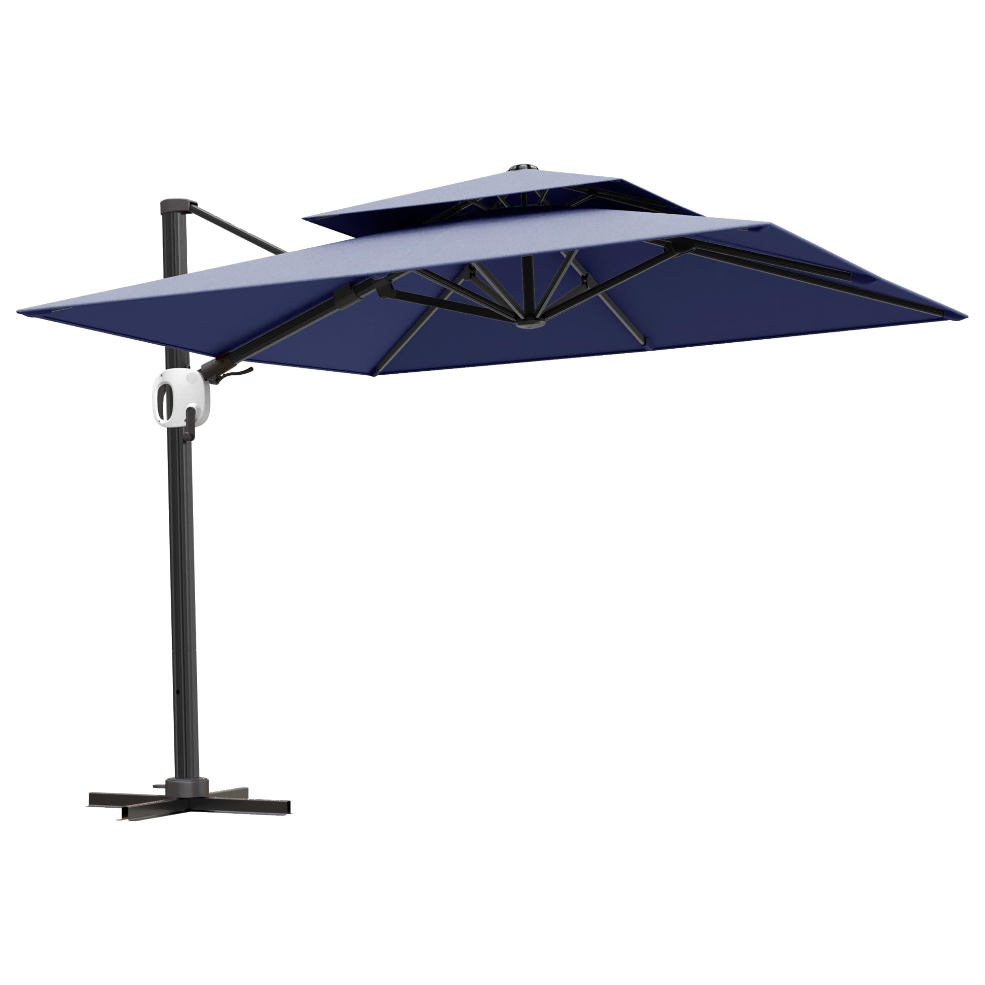EAST OAK Patio Umbrella, 10ft Square Outdoor Umbrella, Large Offset Cantilever Umbrella with 360° Rotation, Heavy Duty Windproof and UV Resistant Double Top Umbrella for Pool and Deck, mtn grey