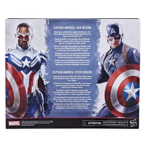 Marvel Legends Series Captain America 2-Pack Steve Rogers And Sam Wilson Mcu 6-Inch Figures, 7 Accessories #TOP2