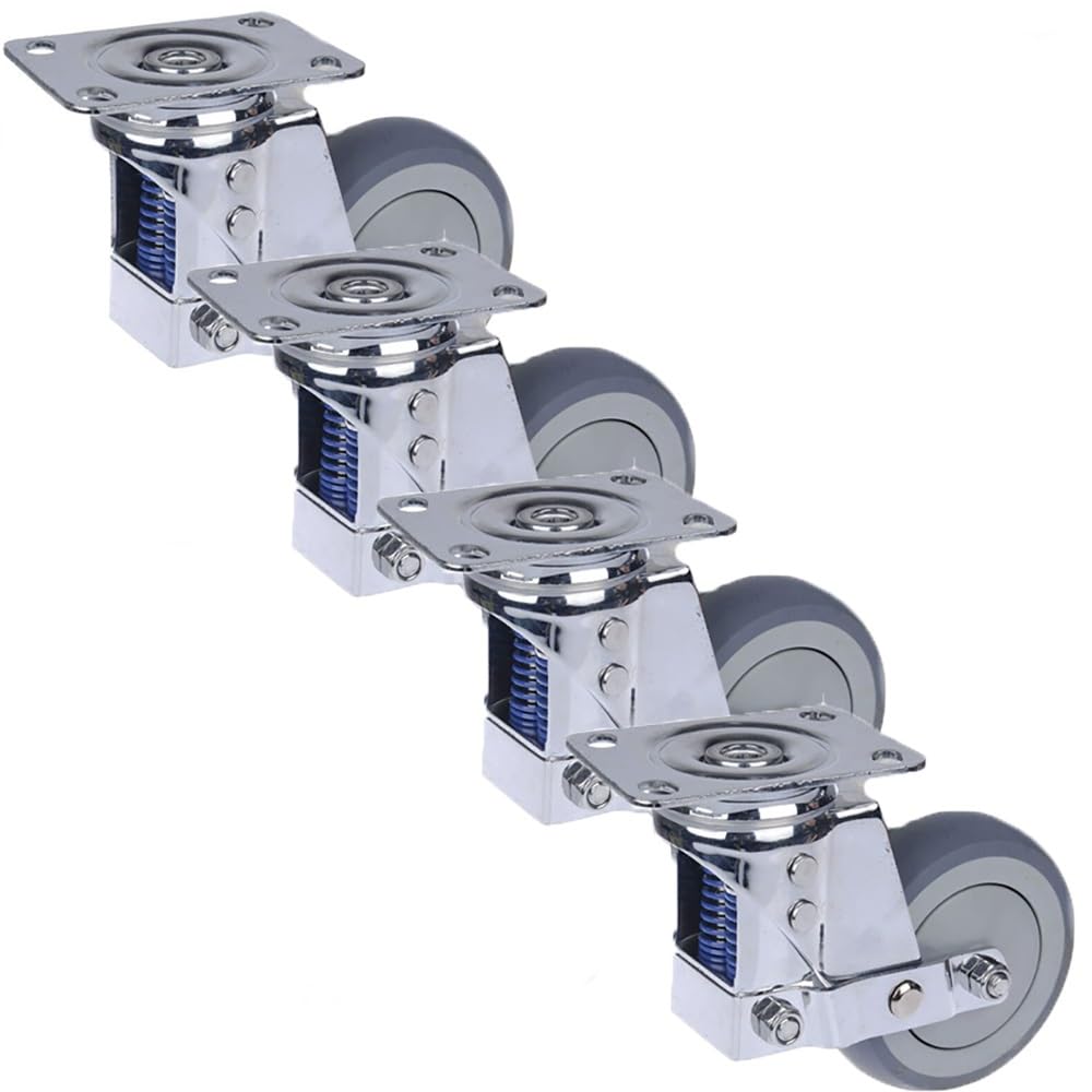 Koła skrętne 4/5 cala, 4 szt. cichych górnych kół, koła TPR z hamulcami do sprzętu mechanicznego, wózków (Swivel, 5 cala)