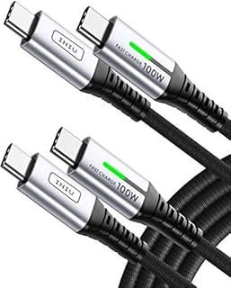 INIU USB-C Kabel, 100W [2-pak 6.6 stopy] PD 5A Szybkie ładowanie Kabel type-C do type C, Cabel USB-C w oplocie nylonowym do Samsung Galaxy S22 Ultra Note 20, iPad Pro, MacBook Air, LG, Google, Huawei.