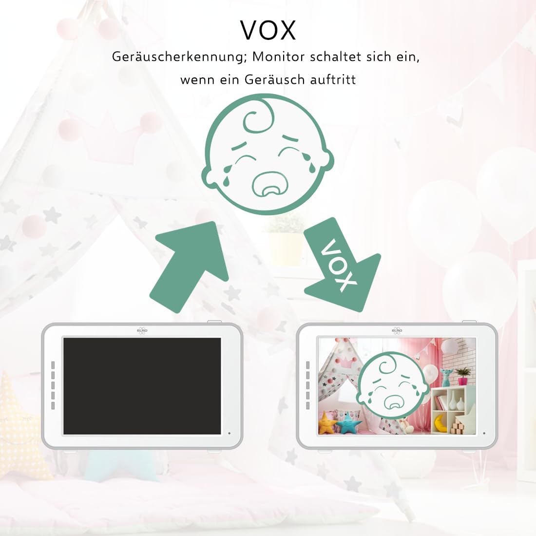 ELRO BC4000-2 Royale Babyphone mit 2 Full HD Kameras, 12,7 cm Touchscreen und Gegensprechfunktion