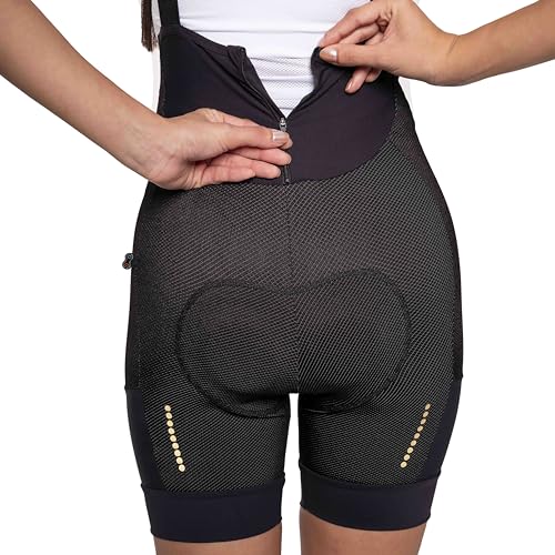 Bretelle Ciclismo Feminino Márcio May Race Carbon III - Gel - Preto/Dourado