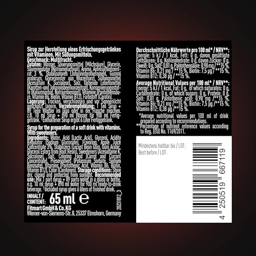 ESN Ultra Vitamin Syrup, 65ml - Red Apple, mit Vitaminen für 6 Liter Fertiggetränk