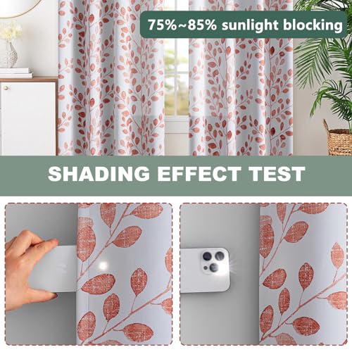 Image of MYSKY HOME Terracotta Curtains 84 Inch Length for Bedroom Grommet 2 Panels