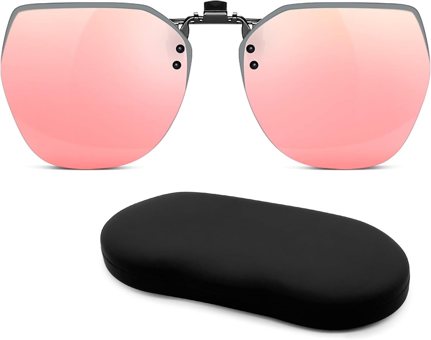 Polarized Clip-on Sunglasses for Men & Women, Universal Fit Over Prescription Glasses with Case