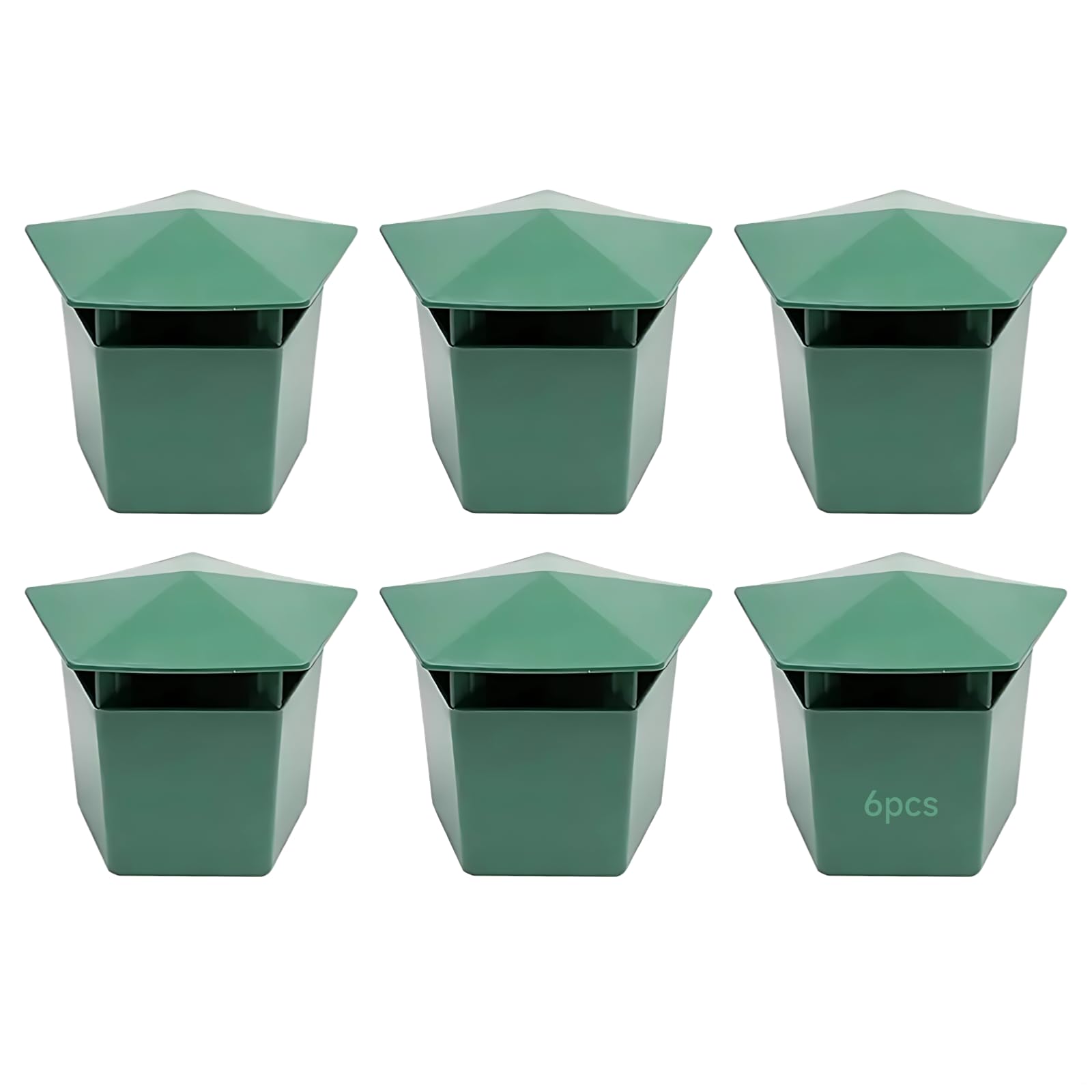 Trampas para caracoles de jardín, 6 unidades, plástico para babosas, 7 cm x 6 cm, protector de plantas, captura física, segura, fácil de limpiar, reutilizable, verde