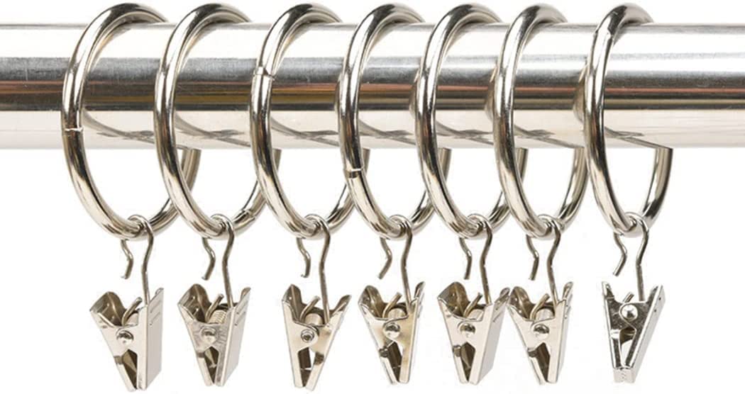 Gardinenringe, Gardinenhaken, Aufhängeringe, 50er-Pack Gardinenringe mit Clips, Aufhänger, Gardinenringe, rostfreie, solide Metallclips for Gardinenhalterung, Ösen, dekorative Aufhänger, 4 mm x 55 mm