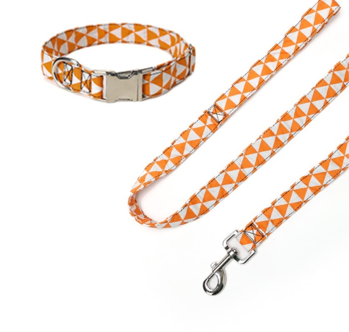 Morbido Guinzaglio Per Cani Collare Per Cane E Guinzaglio Per Cani Con Motivo A Triangolo Personalizzato Per Papillon Rimovibile Per Cuccioli Carlini Chihuahua Antiscivolo Flexi(Oranje,2.0 * 50cm)