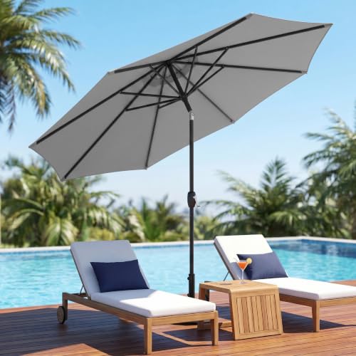 Image of Greesum 9FT Outdoor Patio Umbrella, Table Umbrella for Yard, Market, Heavy-Duty Waterproof Pool Umbrella with 8 Sturdy Ribs, UV Protection for Beach, Deck, Garden, Backyard