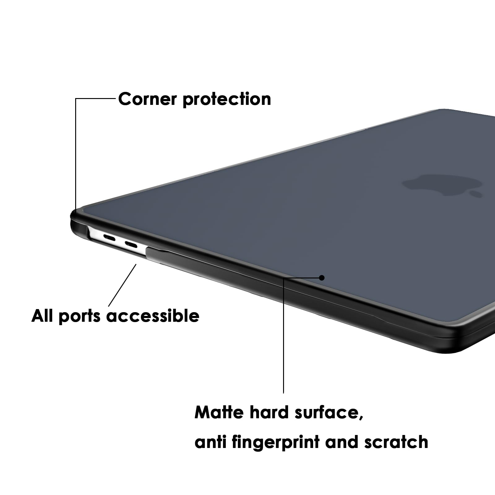 Cover anti-cracking compatibile con MacBook Pro 13 pollici M2/M1 A2338 A2251 A2289 A2159 A1989 A1708 A1706, versione 2022-2016, bordo in TPU nero e Custodia rigido in PC, Nero opaco