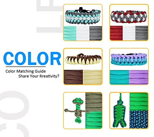 MONOBIN Paracord 550 Combo-Set, 24 Farben Paracord-Seil mit Anleitung für die Herstellung von Paracord-Armbändern, Schlüsselbändern, Hundehalsband, Geschenkidee (24 Farben B)