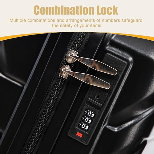 Image of 20 Inch ABS Hard Shell Travel Checked Luggage With Combination Lock, Black