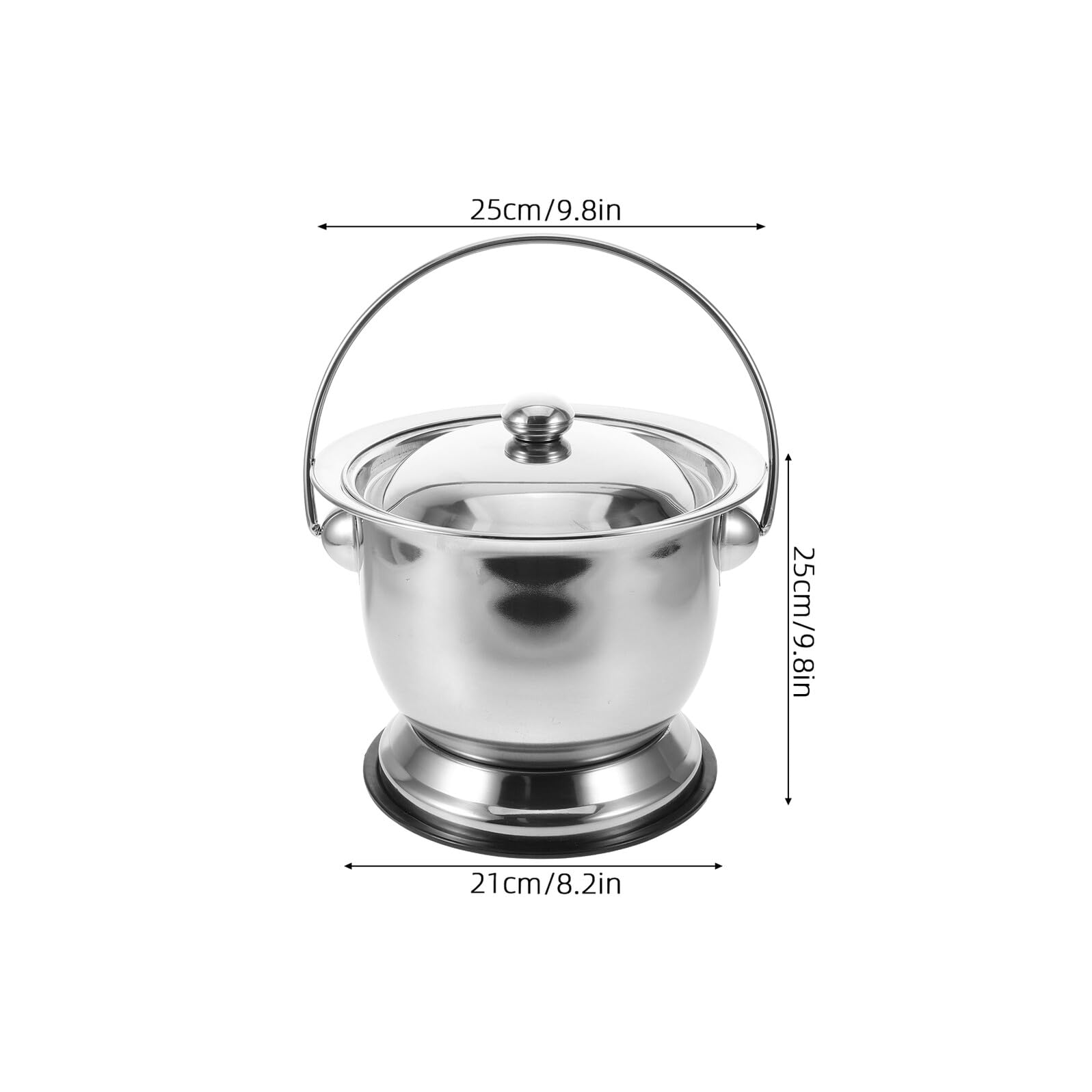 TOYANDONA Padella in Acciaio Inox per Adulti con Coperchio, Vaso da Notte Portatile Antiscivolo per Anziani e Donne, Secchio Wc da Camera con Bordi Arrotondati e Capacità Elevata