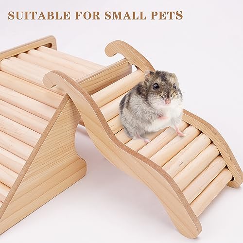Image of Set of 2 Hermit Crab Hideout with Ramp, Wooden Hermit Crab Climibing Toys, Small Animals Habitat for Hamsters, Aquariums Ladder Bridge Ramp Toy, Small Animals Tank Accessories