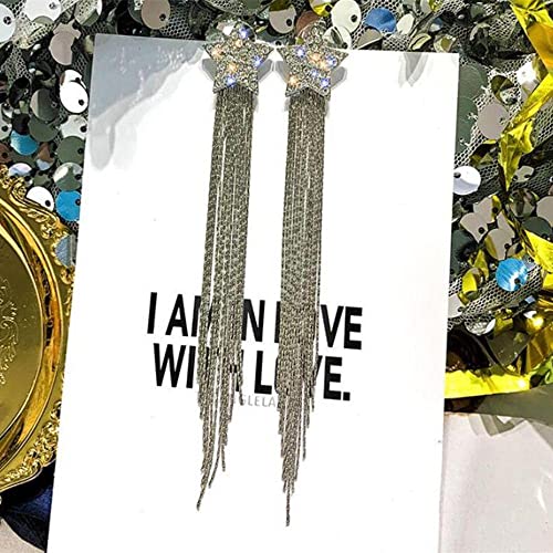 Pendientes largos antialérgicos diamantes para orejas sensibles