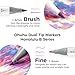 Ohuhu Alcohol Markers Brush Tip- 104-color Double Tipped Alcohol Based Art Marker Set for Artists Adults Coloring Illustration- Honolulu B of Ohuhu Markers- Dual Tip Brush & Fine- Refillable