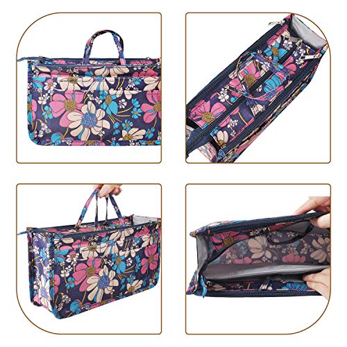 Vercord Patterned Purse Handbag Tote Pocketbook Bag Organizer Insert With Zipper Handle For Women Medium Flowers #TOP3