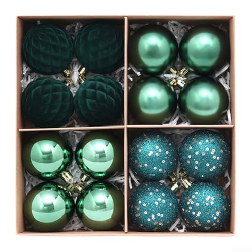 Paquete de 16 adornos de Navidad rosas de 6 cm, inastillables, mate (verde)