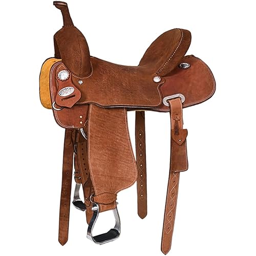 HILASON Western Horse Saddle Barrel Racing Trail Pleasure Genuine Leather Brown