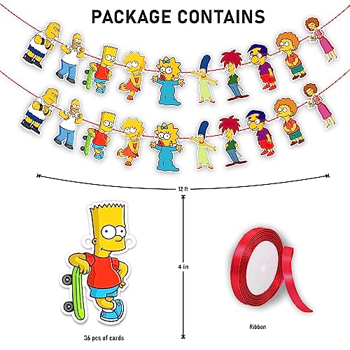 Image of BRT Simpson Garland Decoration - Cartoon Theme Birthday Party Supplies - Fun and Colorful Hanging Banner for Boys Girls Birthday Celebrations, School Events, and Cartoon Fan Party Decorations