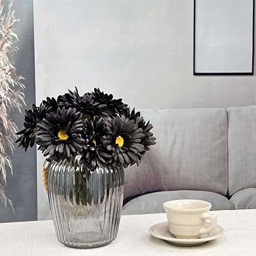Topia Artificial African Daisies Flowers African Daisy Silk Flowers Artificial Gerbera Daisies Pack Of 10 (Black) #TOP1