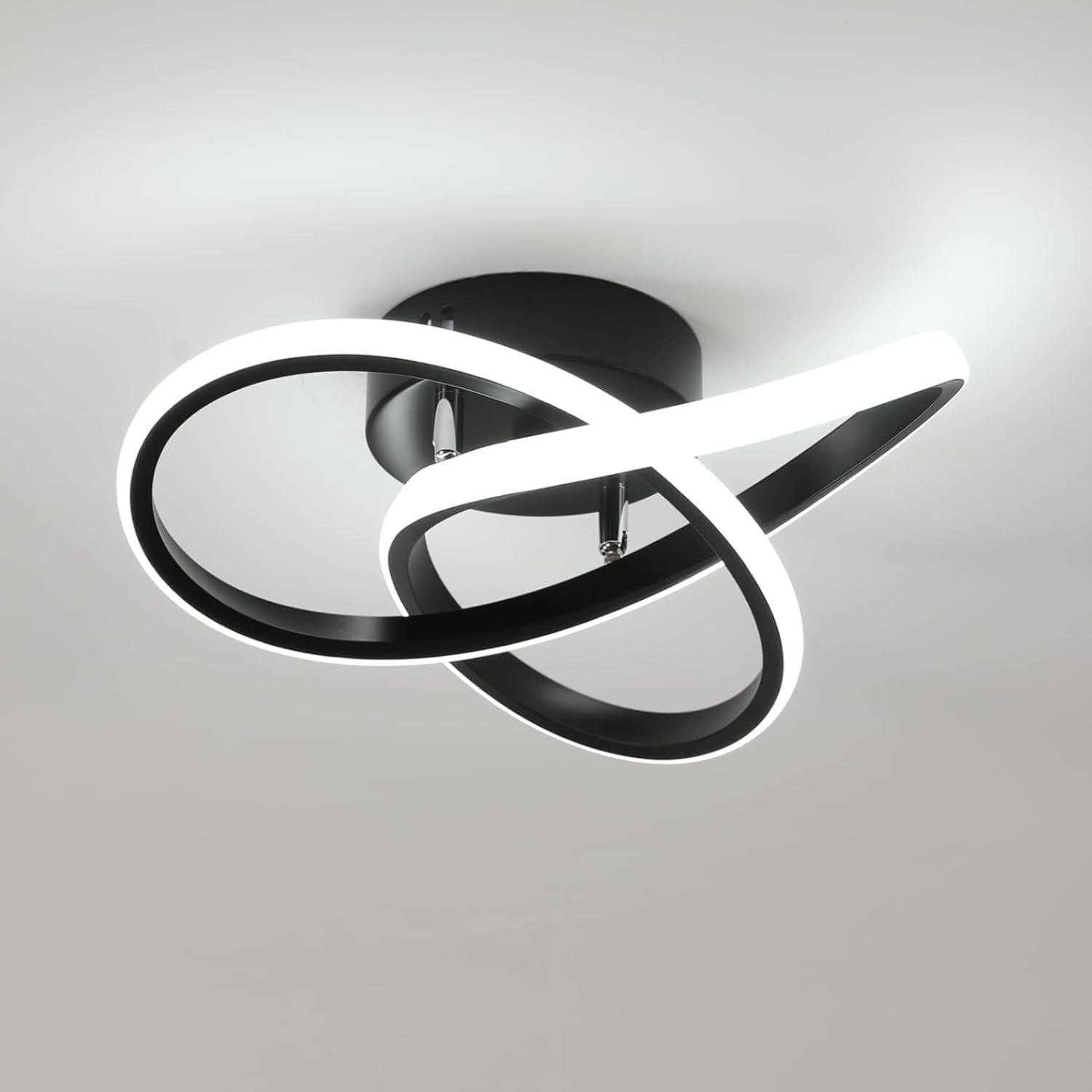 Modern LED Ceiling Light, 30W 3300LM LED Ceiling Lamp Creative Flower Shapes, 30CM Black Acrylic Lighting Fixture for Living Room Bedroom Corridor Kitchen, White Light 6500K