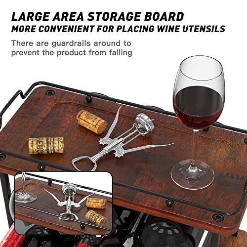 Visentor Countertop Wine Rack, 2 Tier Wood Metal Wine Racks Free Standing Floor, Tabletop Wine Bottle & Cork Holder Organizer, For Bar Decor, Kitchen Pantry Cabinet, Can Hold 6 Wine Bottles #TOP4