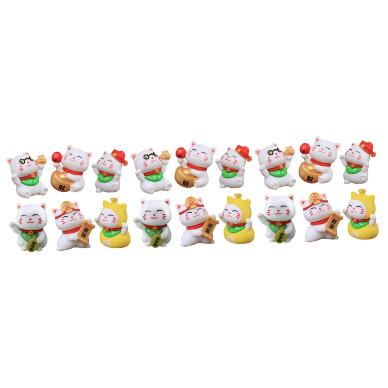 Chat Porte-Bonheur Maneki Neko en Lot de 18 Miniatures pour Décoration Extérieure et Voiture