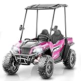 24V Kids Ride on Toys, Kids Electric Car 2 Seater w/Sun Shade, Dump Bed & Shovel, 4x200W Motor, 4WD Electric Ride on Toys, Electric Car w/Remote, Electric Car for Kids, 3 Speeds, LED Lights, Music