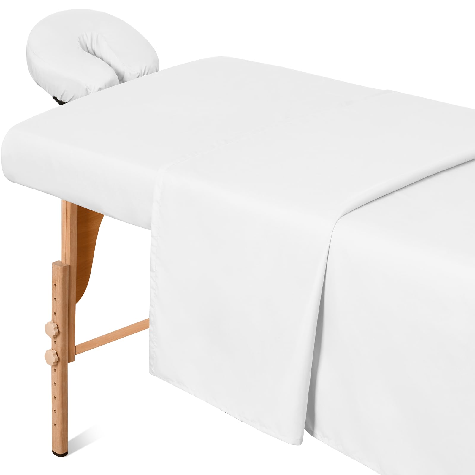 Microfiber 3-Piece Massage Sheet Set, White, Ultra-Light, Stain and Wrinkle-Resistant, Includes Massage Flat Sheet, Massage Fitted Sheet, and Massage Face Rest Cover-image-15