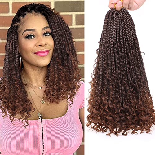 Cookoo 14 Inch Goddess Box Braids Crochet Hair With Curly Ends 8 Pack 3X Synthetic Bohomian Hippie Box Braids Crochet Hair Pre Looped Braiding Hair Extension For Black Women T30# #TOP9