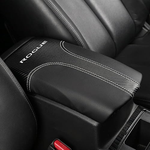 XITER Car Armrest Cover Saver, 1 Pc Center Console Leather Pad Fit for Nissan Rogue 2014-2020, 2017-2022 Rogue Sport Central Console Armrest Box Protector Interior Accessories (Carbon Fiber+Black)