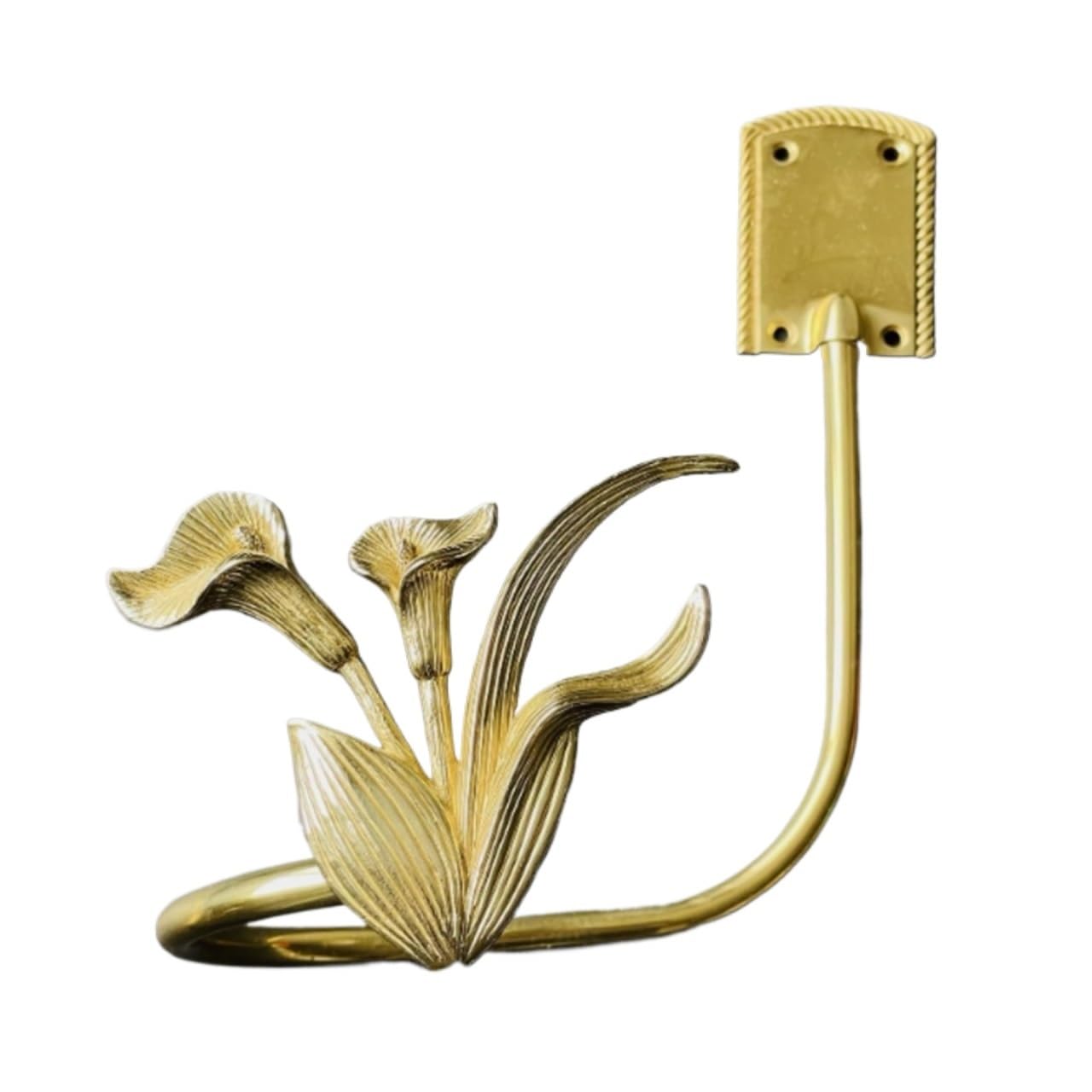 Brass Curtain Tieback Hook Golden Curtain Hooks Full Copper Angel Buckles Holdbacks Wall Mounted Decor Hangers(ORCHID-RIGHT)