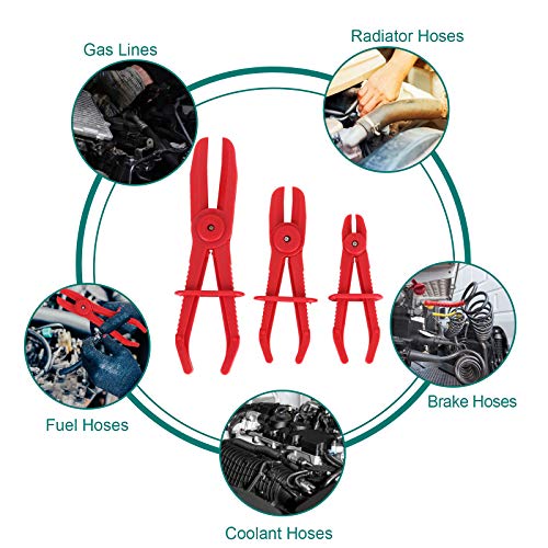 6 Pack Hose Clamp Pliers Hose Pinch Pliers Line Clamps For Fuel Hoses, Gas Lines Brake Hoses, Radiator Hoses, Coolant Hoses, Flexible Hoses, Red #TOP5