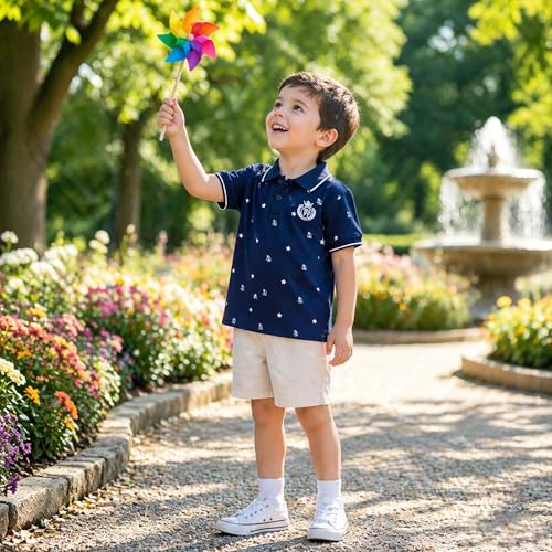 Image of Volunboy Baby Boy Summer Clothes Short Sleeve Polo Shirts Shorts Set Pique Beach Outfits