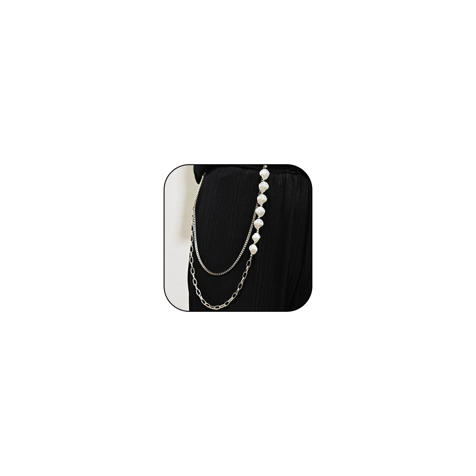 Hosenkette für Herren, geschichtete Perlen, Perlen, Geldbörse, Kette, Statement, Punk, Hip-Hop, Vintage-Schmuck-Zubehör