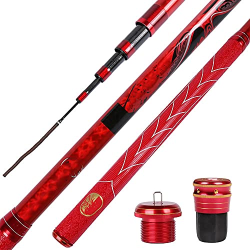 釣り竿 5.4m / 5.7mの釣り竿の携帯用釣り竿の包括的なロッドの屋外釣りギヤ用品 堤防釣り (Color : Red, Size : 5.4m)