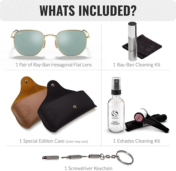 Image of Ray-Ban RB3548N HEXAGONAL FLAT LENSES Square-Round Shape Sunglasses for Men & Women with Official Eyewear Kit