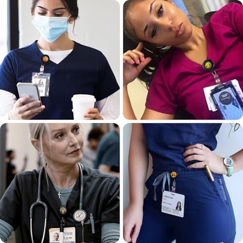 Fledomx Retractable ID Card Badge Holder Reels - Zodiac Constellation Design - Alligator Clip for Nurse, Teacher, Office - Cute Name Tag Holder (2 Pack - Libra - Black)