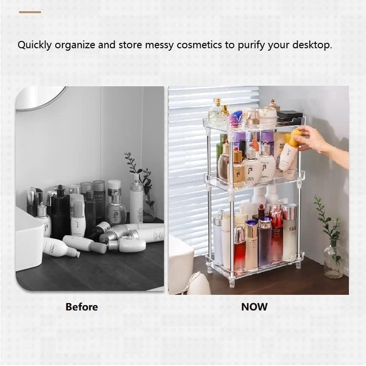 Miniatura 4 de Fullplus Organizador de maquillaje giratorio de 360 grados, organizador de baño, bandeja de tocador de acrílico multifuncional, estante de esquina