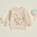 Karwuiio Toddler Baby Boy Sweater Long Sleeve Crew Neck Dinosaur Embroidery Knit Pullover Sweatshirt Fall Winter Clothes (Beige Dinosaur, 6-9 Months)