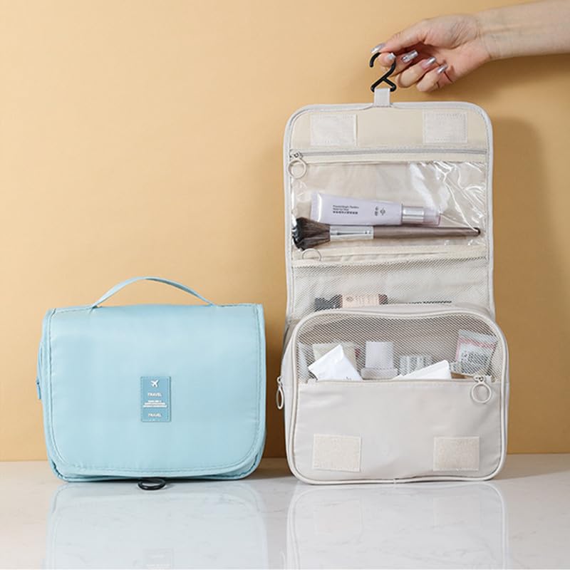 Beauty Case da Viaggio per Donna, Pochette cosmetica Impermeabile, Organizer per Articoli da Toilette e Cosmetici, con Gancio per riporre Il Trucco in Bagno.