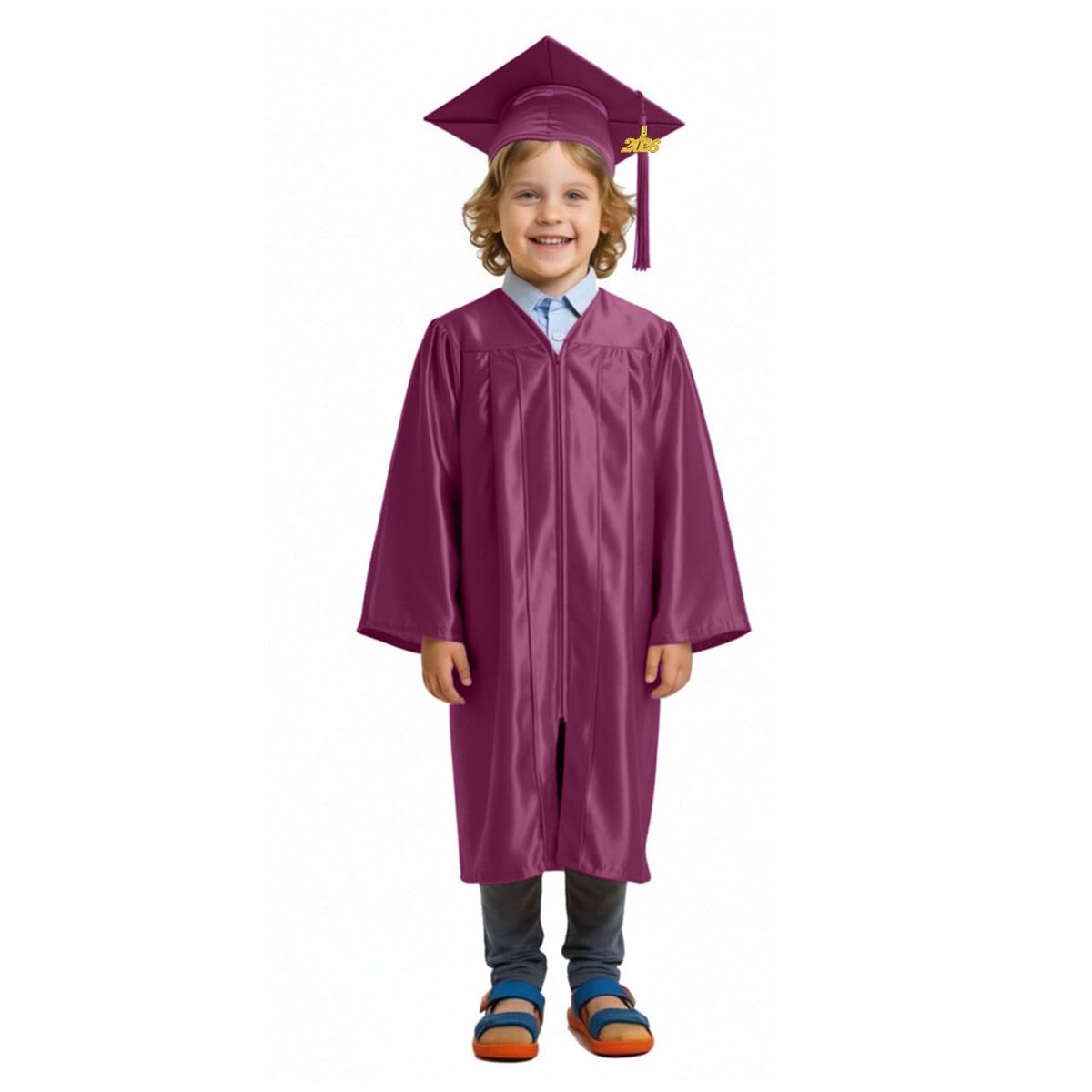 Shiny Preschool Kindergarten Graduation Cap Gown Set for Kids With 2026 2025 Tassel Charm