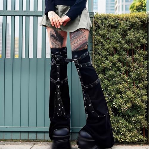 Gothic Leg Warmers for Women Punk Long Y2k Grunge Emo Rave Harajuku3