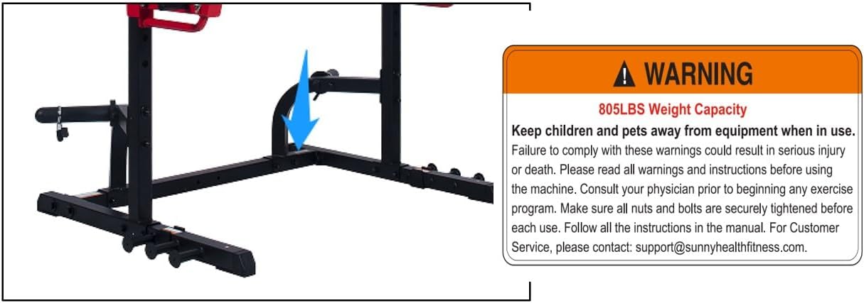 Sunny Health & Fitness Sunny Health & Fitness Power Cage – Multifunctional Gym with Squat Stand & Bench - Image 10