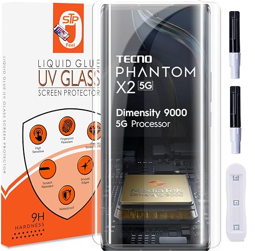 Image of STP FEEL (2 Pack UV Tempered Glass Screen Protector For Phantom X2 (6.8 Inch) Full Adhesive UV Glue Curved Edge to Edge Case Friendly HD Clarity with easy installation kit