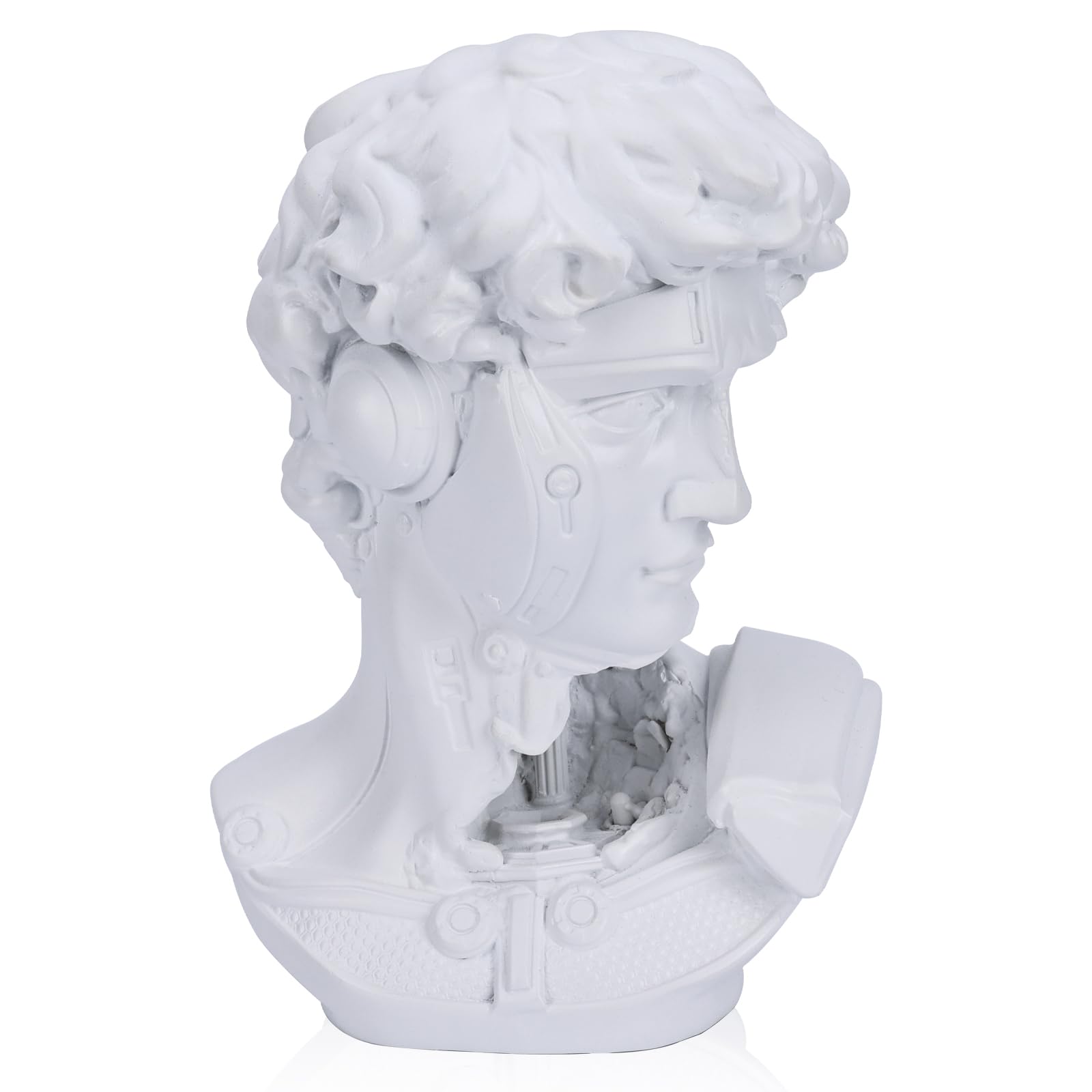DOVDOVWhite Hollowed Out David Statue, Greek Decor, David Bust Decorative Statue for Room Office Bookshelf Coffee Table Desktop White Home Decor.